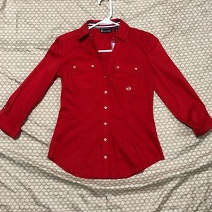 NWT XS NY&CO Red Button Down Shirt